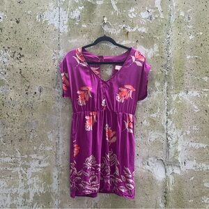 Anthropologie / Moulinette Soeurs Silk A-Line Dress, Purple / Red / Beige, 0